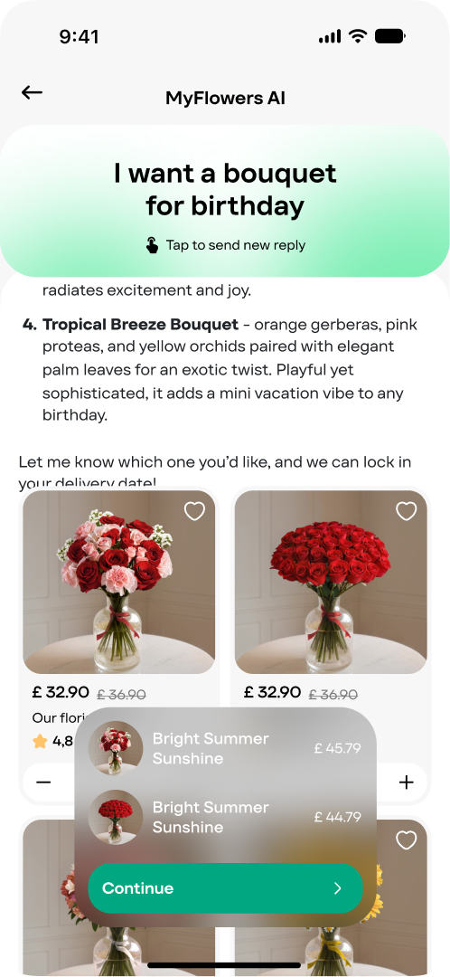 Подбор букета в MyFlowers